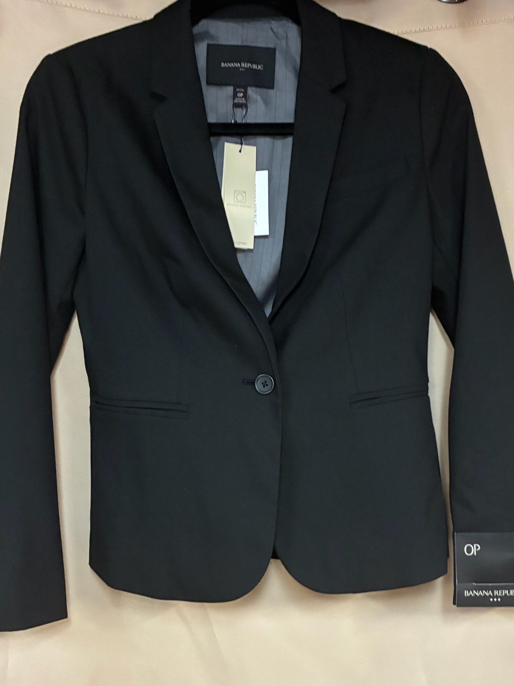 NWT Banana Republic Petite Black One-Button Tailored Blazer Size 0P MSRP $119.99